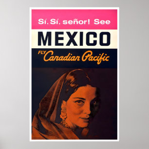 Póster de viaje a México Arte Mexicano de Canadian