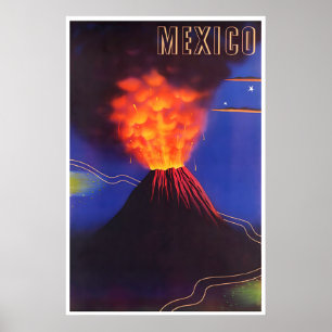 Póster de viaje a México Volcan Paricutin Arte de 