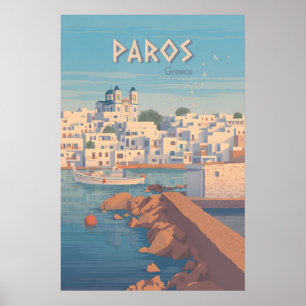Póster de viaje a Paros Grecia