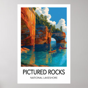 Póster de viaje a Pictured Rocks National Lakeshor