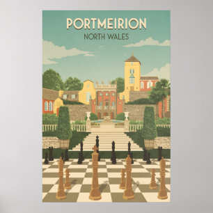 Póster de viaje a Portmeirion North Wales