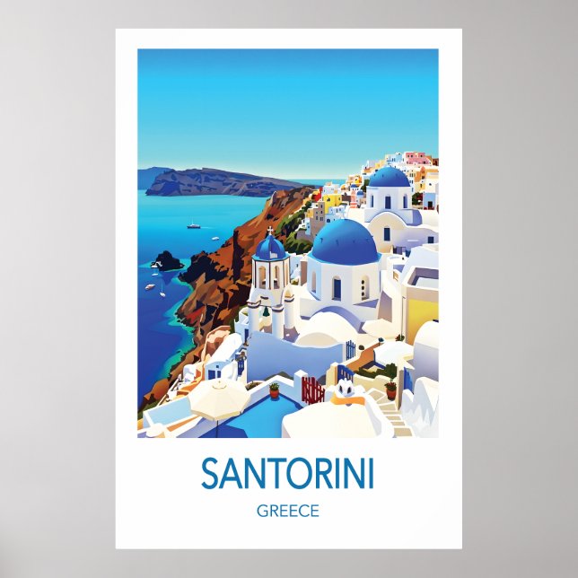 Póster de viaje a Santorini Arte Grecia (Frente)