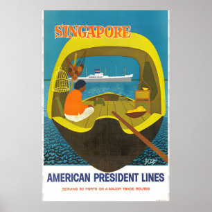 Póster de viaje a Singapur - Líneas del Presidente