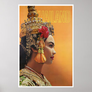 Póster de viaje a Tailandia Arte de mujer tailande