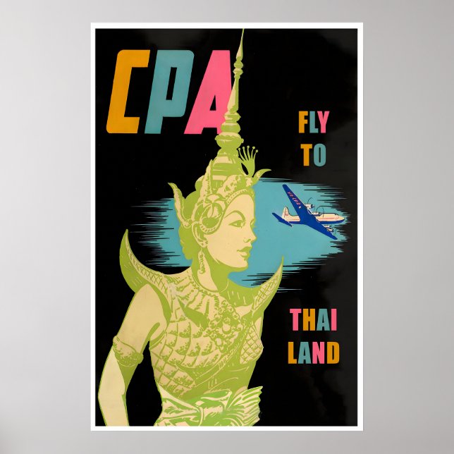 Póster de viaje a Tailandia Impresión de arte tail (Frente)
