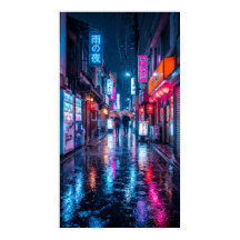 Póster de viaje a Tokio Japón - Lluvia nocturna de