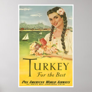 Póster de viaje a Turquía Arte turco Turista vinta