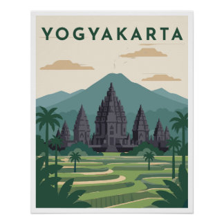 Póster de viaje a Yogyakarta Indonesia