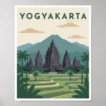 Póster de viaje a Yogyakarta Indonesia