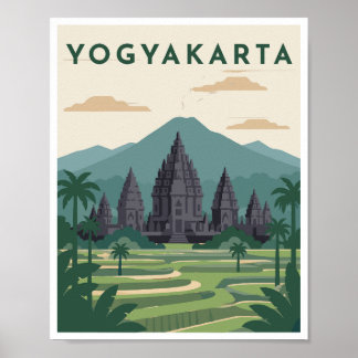 Póster de viaje a Yogyakarta Indonesia