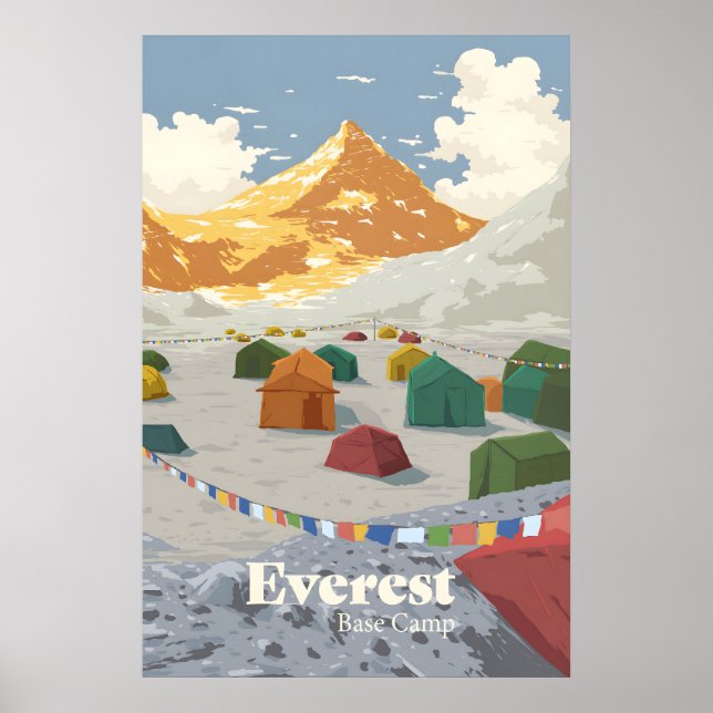 Póster de viaje al campamento base del Monte Evere (Frente)