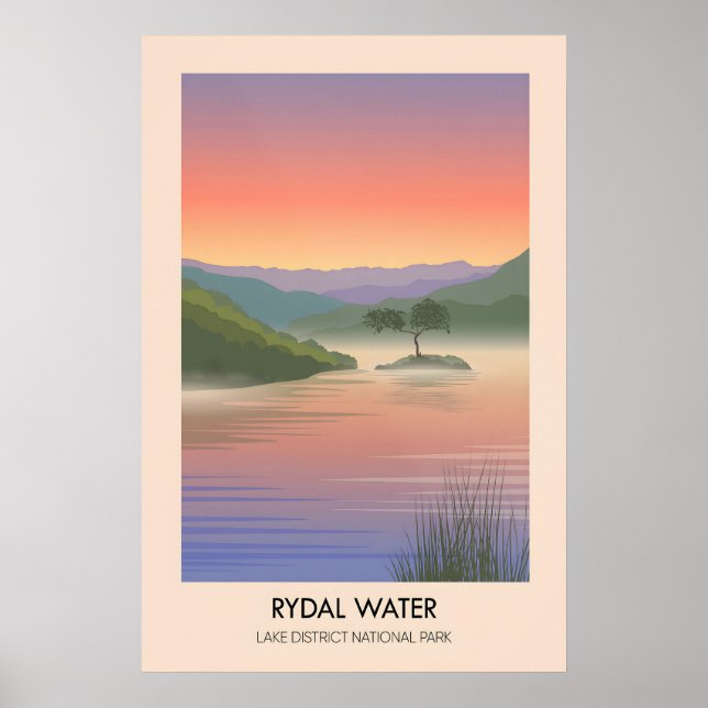 Póster de viaje al lago Rydal Water Lake District (Frente)