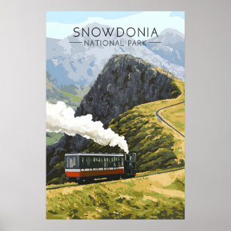 Póster de viaje al Parque Nacional de Snowdonia