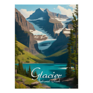 Póster de viaje al Parque Nacional Glaciar EE. UU.
