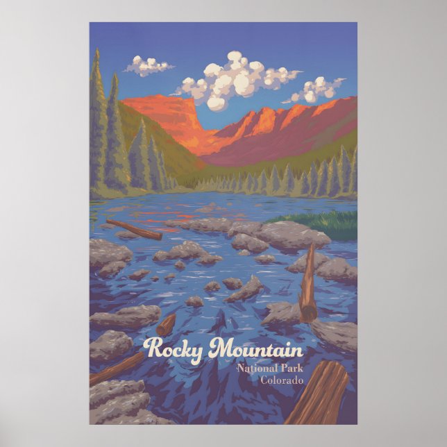 Póster de viaje al Parque Nacional Montañas Rocosa (Frente)