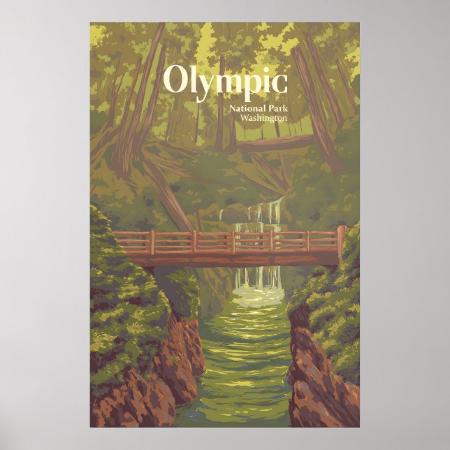 Póster de viaje al Parque Nacional Olímpico (Frente)
