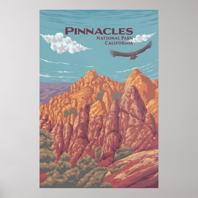 Póster de viaje al Parque Nacional Pinnacles (Frente)