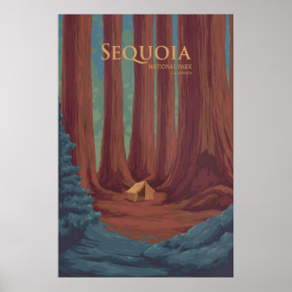 Póster de viaje al Parque Nacional Sequoia