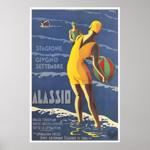 Póster de viaje Alassio Arte Italia Deportes Hogar