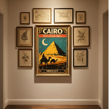 Póster de viaje antiguo de El Cairo - Pirámides de