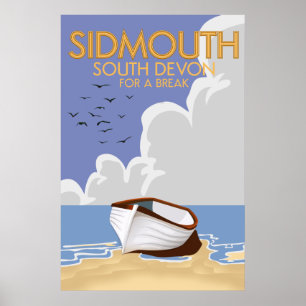 Póster de viaje antiguo de Sidmouth South Devon.