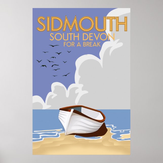 Póster de viaje antiguo de Sidmouth South Devon. (Frente)