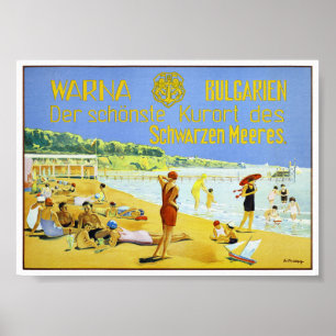 Póster de viaje antiguo restaurado de Varna Bulgar