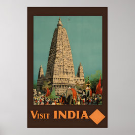 Póster de viaje arte indio impresión templo India