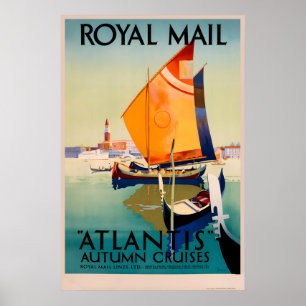 Póster de viaje Atlantis de barco vintage - Enmarc