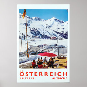 Póster de viaje Austria Esquí Deportes de invierno