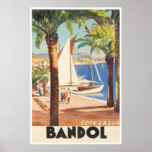 Póster de viaje Bandol Côte d'Azur Arte Francés Fr