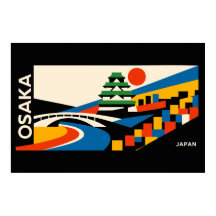 Póster de viaje Bauhaus Osaka Japón Castillo geomé