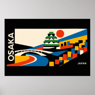 Póster de viaje Bauhaus Osaka Japón Castillo geomé