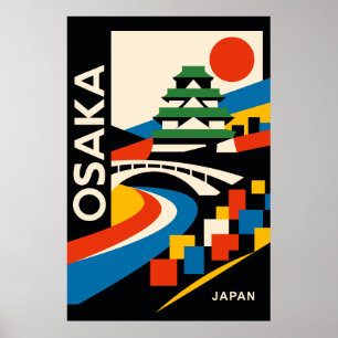 Póster de viaje Bauhaus Osaka Japón Geométrico en 