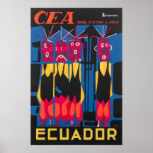 Póster de viaje CEA de arte sudamericano de Ecuado