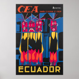 Póster de viaje CEA de arte sudamericano de Ecuado