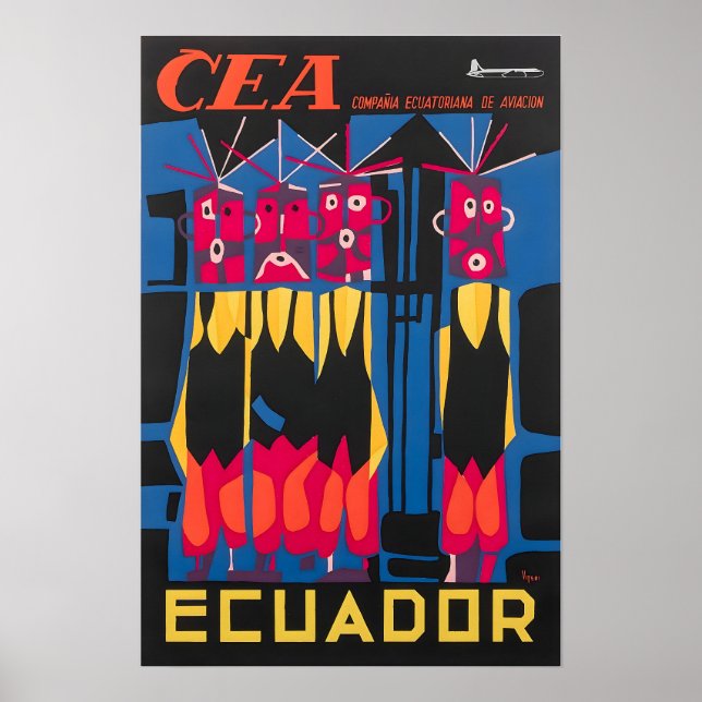 Póster de viaje CEA de arte sudamericano de Ecuado (Frente)