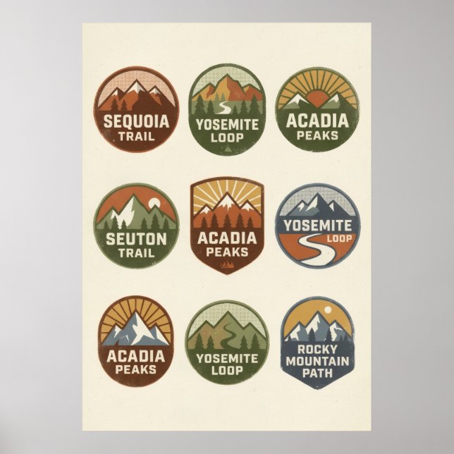 Póster de viaje con insignia de parque nacional (Frente)