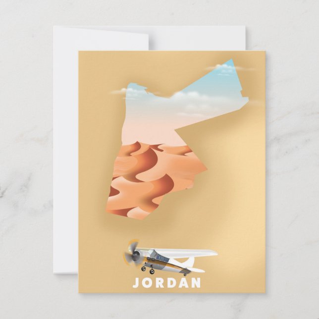 Póster de viaje con mapa ilustrado de Jordania (Anverso)