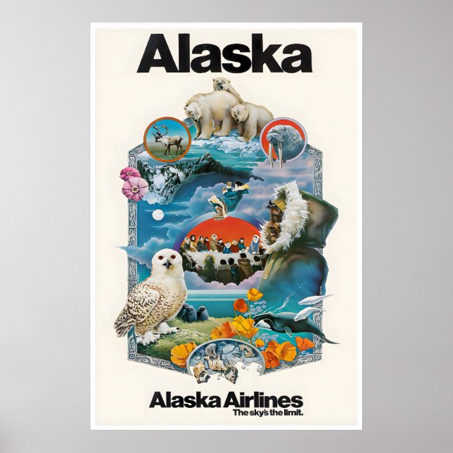 Póster de viaje de Alaska Impresión de arte de Ala (Frente)