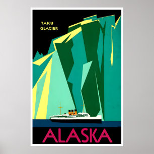 Póster de viaje de Alaska Taku Glacier Art Cruise 