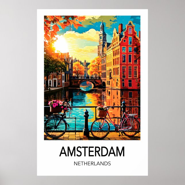 Póster de viaje de Ámsterdam (Frente)