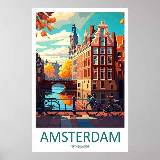 Póster de viaje de Amsterdam Holanda Parque Nacion (Frente)