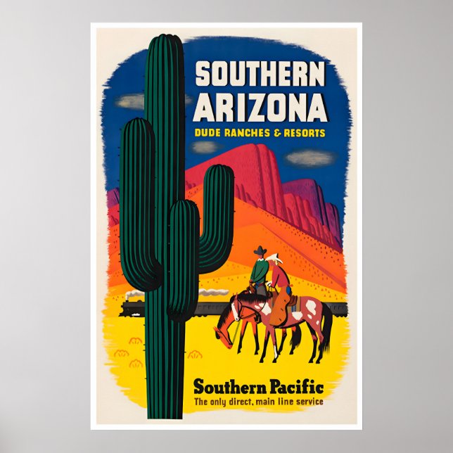 Póster de viaje de Arizona Southern Pacific Art Co (Frente)