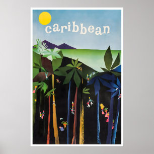 Póster de viaje de arte caribeño para casa Prin de