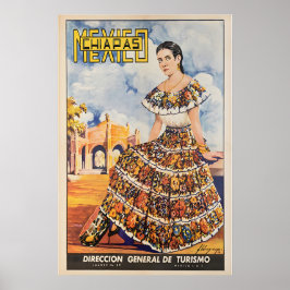 Póster de viaje de arte de Chiapas México Impresió