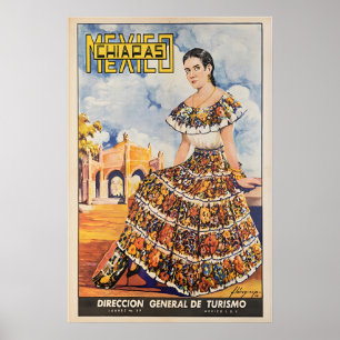 Póster de viaje de arte de Chiapas México Impresió