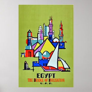 Póster de viaje de arte de Egipto Impresión egipci