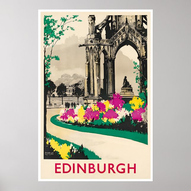 Póster de viaje de arte de Escocia Edinburgh Escoc (Frente)