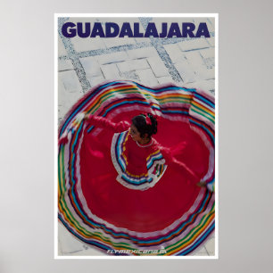 Póster de viaje de arte de Guadalajara México Impr